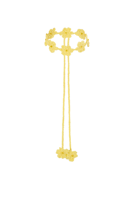 BEADED FLOWER CROCHET CHOKER - golden